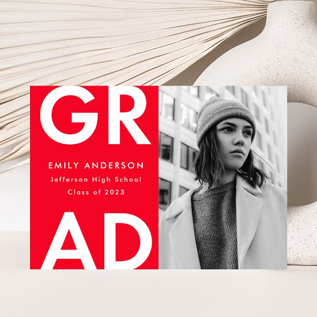 Rot | Bold Foto Abschluss Ankündigung (Von Creator hochgeladen)
