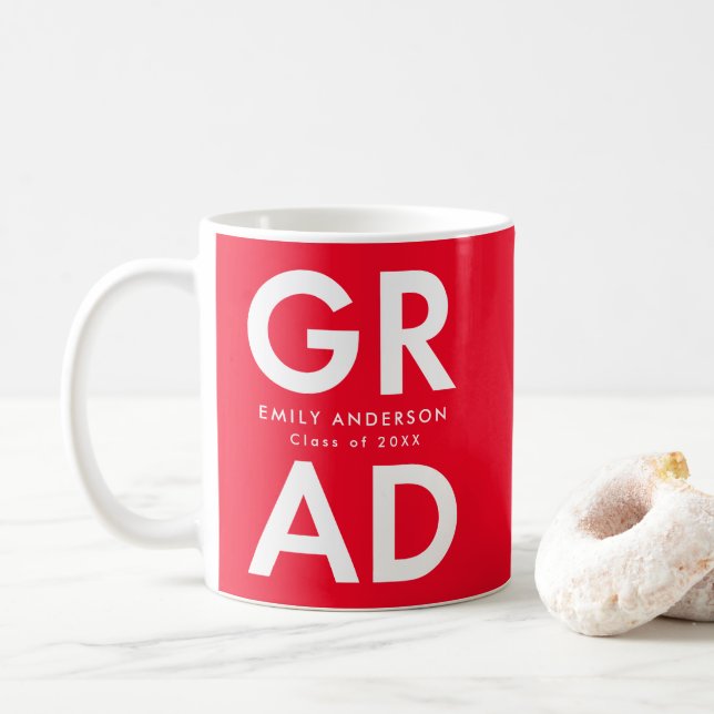 Rot | Bold Grad Foto Kaffeetasse (Mit Donut)