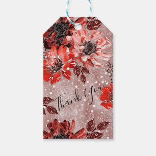 Rot, bordeauxrote Blume. Geschenkanhänger