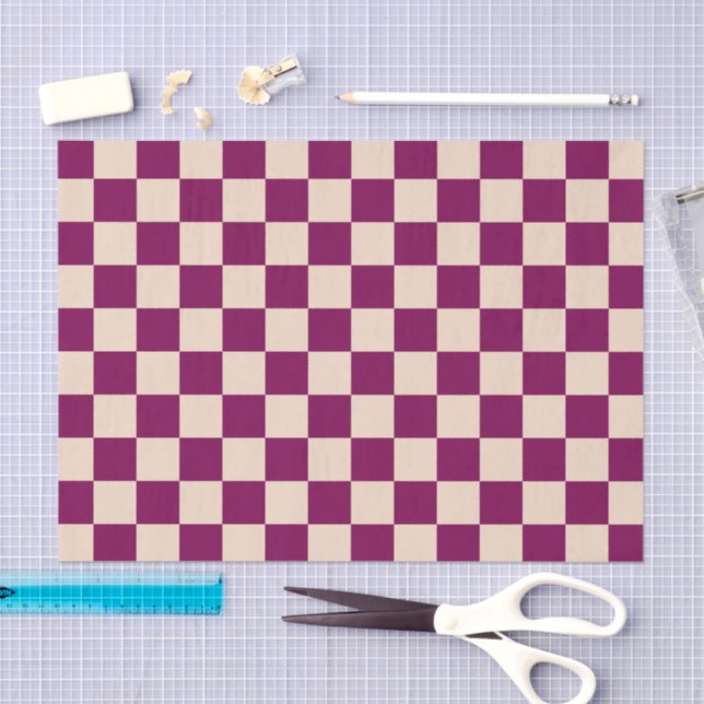 Rot-braunes Schachbrettmuster Seidenpapier (Handwerk)
