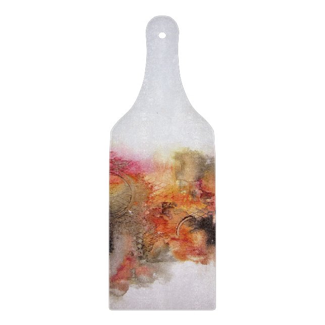 Rot Brown Orange Weiß Moderne Abstrakte Kunst Schneidebrett (Vorderseite)