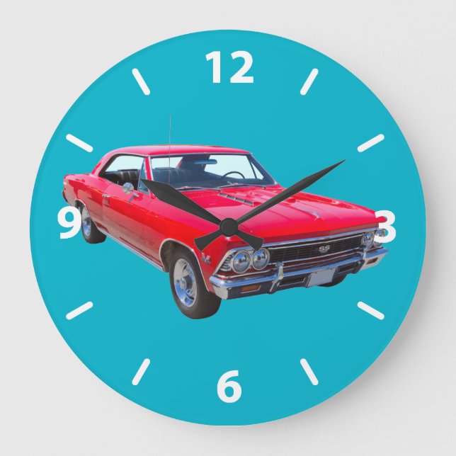 Rot Chevy 1966 Chevelle SS 396 Große Wanduhr (Vorderseite)