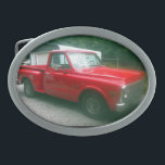 Rot Chevy C10 Stepside LKW 1972 Ovale Gürtelschnalle<br><div class="desc">Profil einer Kirsche Stepside 1972 C10.</div>