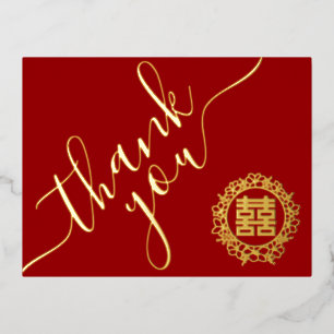 Rot-Chinesisch Hochzeit Blumenkranz Dankeschön Kar Folie Einladungspostkarte