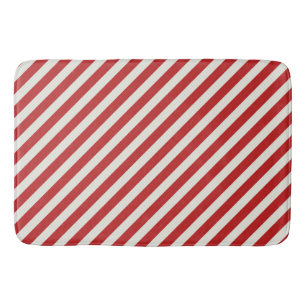 Rot & Creme Beige Weiß Streifen Weihnachten Urlaub Badematte