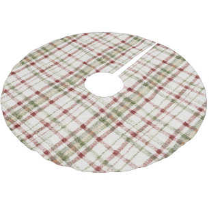 Rot Creme Grüne Streifen Weihnachten Polyester Weihnachtsbaumdecke