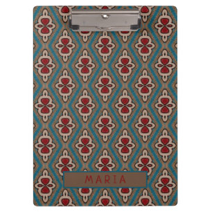 Rot Cyan Kupfer Azulejos Fliese Eleganz Name Klemmbrett