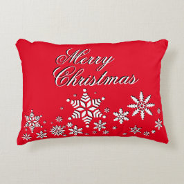 Rot der frohe Weihnacht-Schneeflocke-| Zierkissen