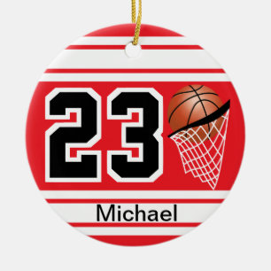 Rot des Basketball-Jersey-Art-  DIY Text-  Keramik Ornament