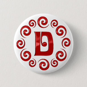 Rot des Monogramm-Buchstabe-D Button