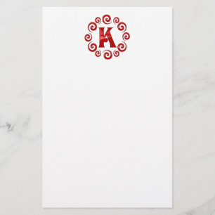 Rot des Monogramm-Buchstabe-K Briefpapier