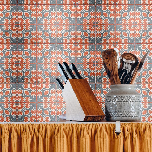 Rot dunkelblau gestört Zement-Look Mosaik Fliese (Von Creator hochgeladen)