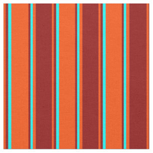 Rot-, Dunkelrot- und Aqua-Lined-Muster Stoff