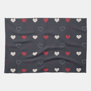 Rot & dunkles Herz Nahtloses Muster Cute Minimal Geschirrtuch
