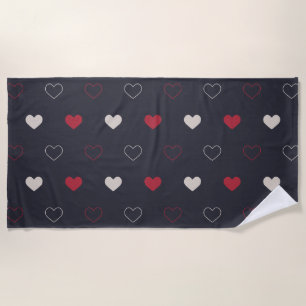 Rot & dunkles Herz Nahtloses Muster Cute Minimal Strandtuch