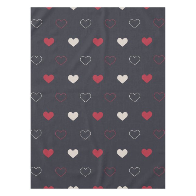 Rot & dunkles Herz Nahtloses Muster Cute Minimal Tischdecke (Vorderseite)