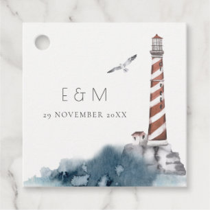 ROT DUSKY BLAUE LIGHTHOUSE MEA MONOGRAM WEDD GESCHENKANHÄNGER