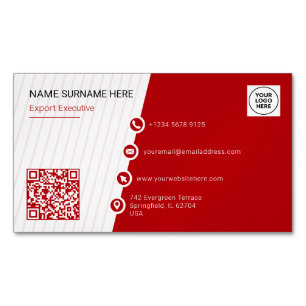 Rot Einfach Formal QR Code Modern Magnetische Visitenkarte