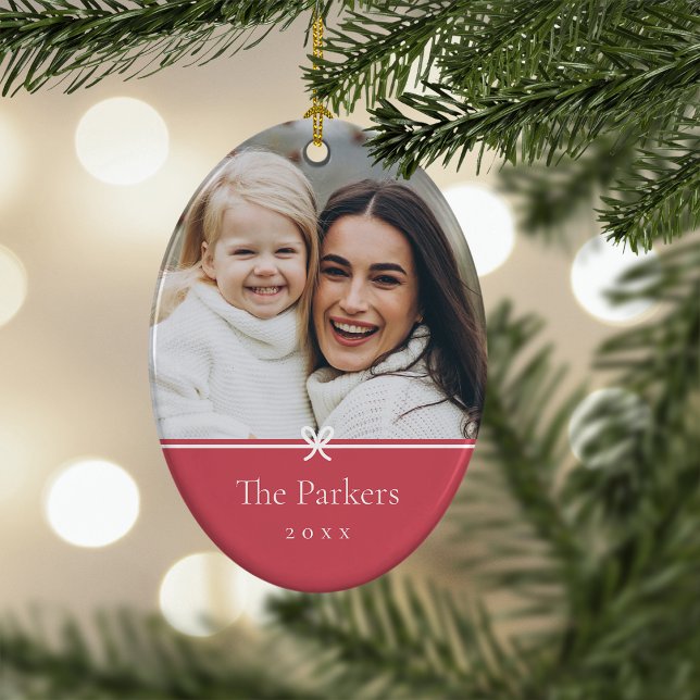 Rot | Einfaches Minimal Bow-Foto Keramik Ornament (Von Creator hochgeladen)