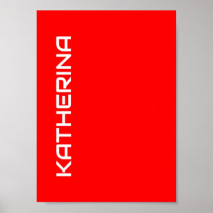 Rot einfarbig   Klassischer weißer Name Poster