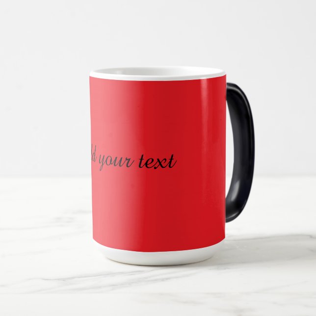 Rot, einfarbig rot, Vorlage für schwarzen Text, Verwandlungstasse (VorderseiteRechts)