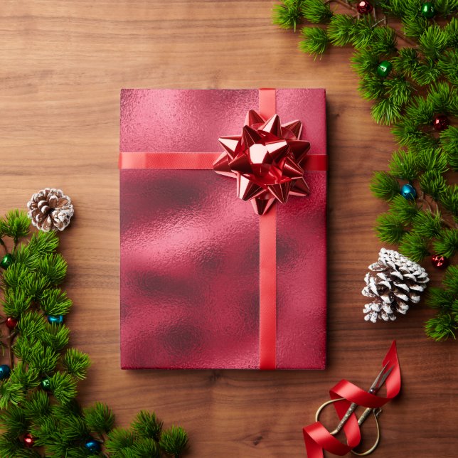 Rot Elegant Modernes Satinbild Hübsch Geschenkpapier (Feiertagsgeschenk)