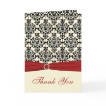 Rot, Elfenbein und schwarzer Damaskus Danke Karte