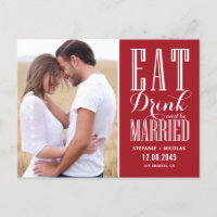 Rot essen, trinken und Save the Date Verheiratet s
