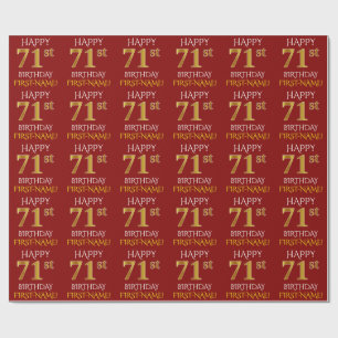 Rot, falsches Gold "HAPPY 71st GEBURTSTAG" Geschenkpapier