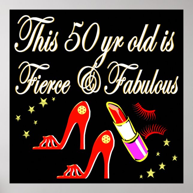 ROT FIERCE UND FABULOUS 50. GEBURTSTAG POSTER (Vorne)