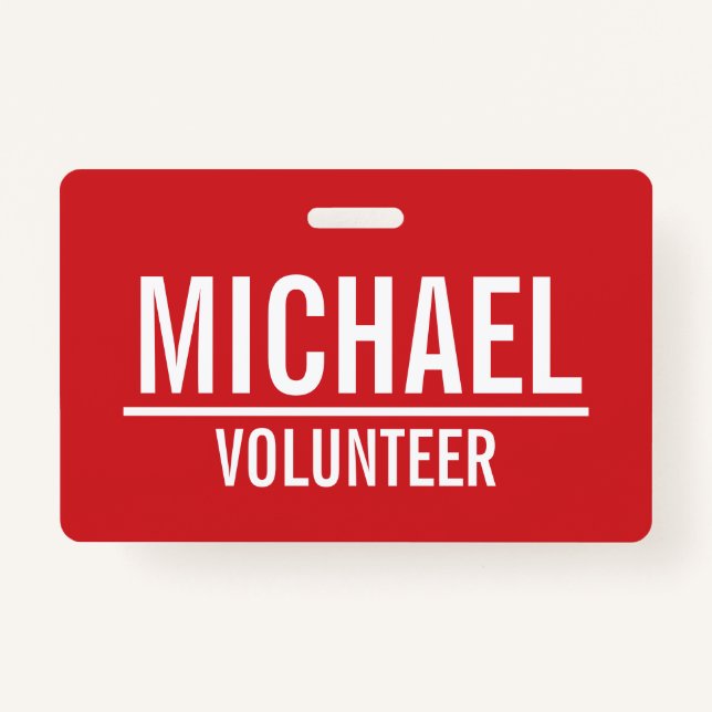 Rot-freiwilliges Abzeichen mit individuellem Namen Ausweis (Vorderseite)