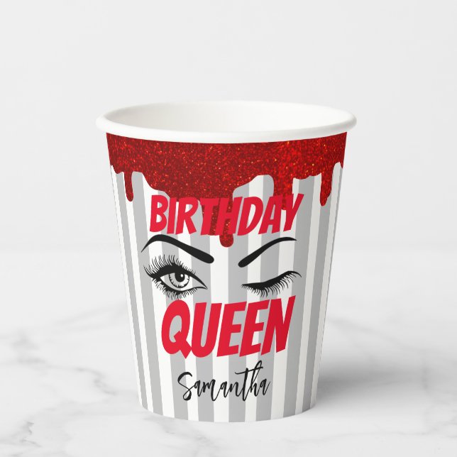 Rot Funkelnd Geburtstag 18. Geburtstag | 21. | 40. Pappbecher (Vorderseite)