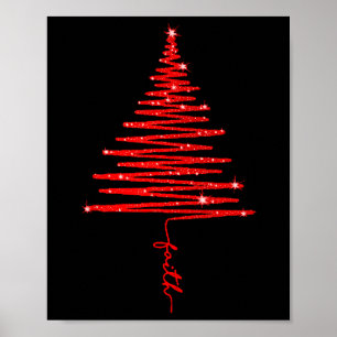 Rot funkelnder Glaubens-Christbaum Poster