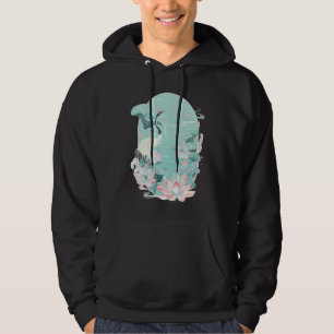 Rot gekrönter Kranich Vogel Wasserlilie Lotusblume Hoodie