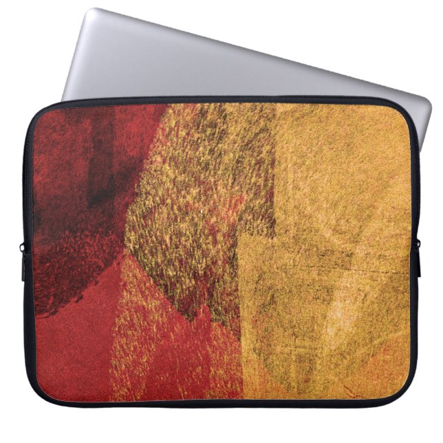 Rot-gelb-abstrakte Malerpinsel Laptopschutzhülle (Vorderseite)