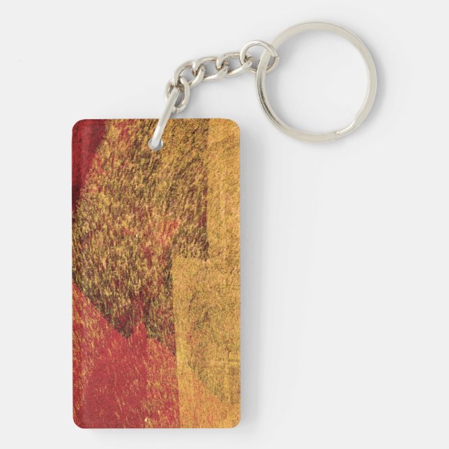 Rot-gelb-abstrakte Malerpinsel Schlüsselanhänger (Rückseite)