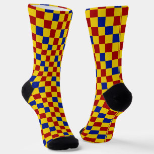 Rot Gelb Blau Kariertes Musterdesign Socken