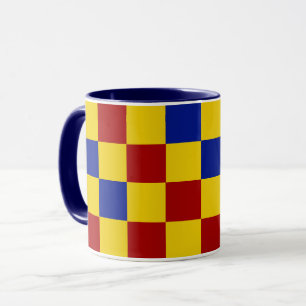 Rot Gelb Blau Kariertes Musterdesign Tasse