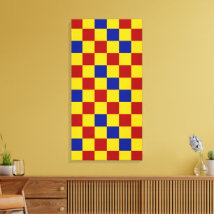 Rot Gelb Blau Karomuster Design Leinwanddruck