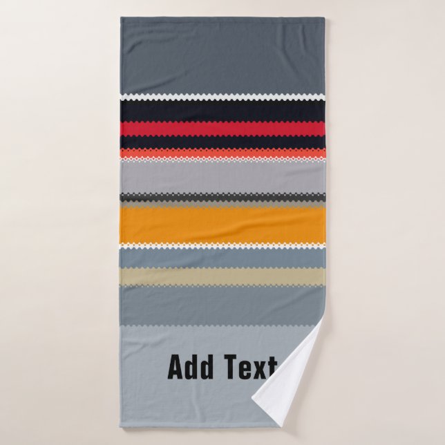 Rot-Gelb-Blau-Silber-Multicolor-Streifen-Muster Badehandtuch (Badehandtuch)