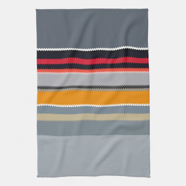 Rot-Gelb-Blau-Silber-Multicolor-Streifen-Muster Geschirrtuch (Vertikal)