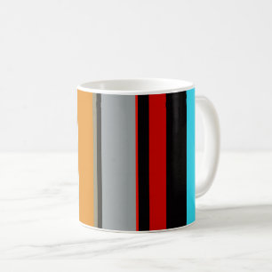 Rot-Gelb-Blau-Silber-Multicolor-Streifen-Muster Tasse