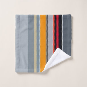 Rot-Gelb-Blau-Silber-Multicolor-Streifen-Muster Waschlappen