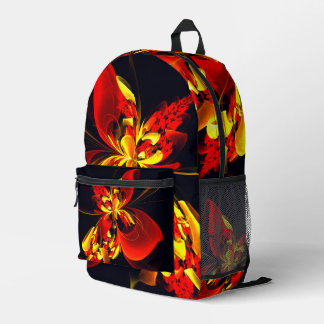 Rot-Gelb-Blüte Modernes abstraktes Kunstmuster #10 Bedruckter Rucksack