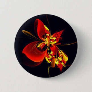 Rot-Gelb-Blüte Modernes abstraktes Kunstmuster #10 Button