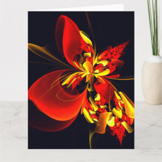 Rot-Gelb-Blüte Modernes abstraktes Kunstmuster #10 Dankeskarte