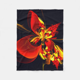Rot-Gelb-Blüte Modernes abstraktes Kunstmuster #10 Fleecedecke