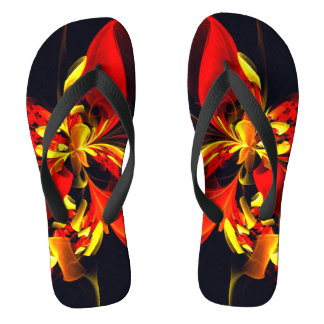 Rot-Gelb-Blüte Modernes abstraktes Kunstmuster #10 Flip Flops