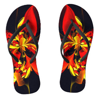 Rot-Gelb-Blüte Modernes abstraktes Kunstmuster #10 Flip Flops