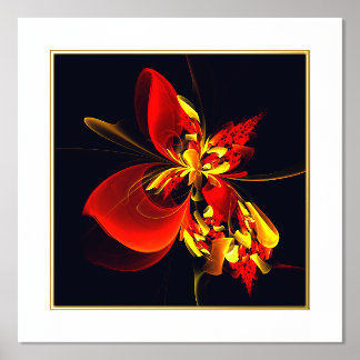 Rot-Gelb-Blüte Modernes abstraktes Kunstmuster #10 Foliendrucke